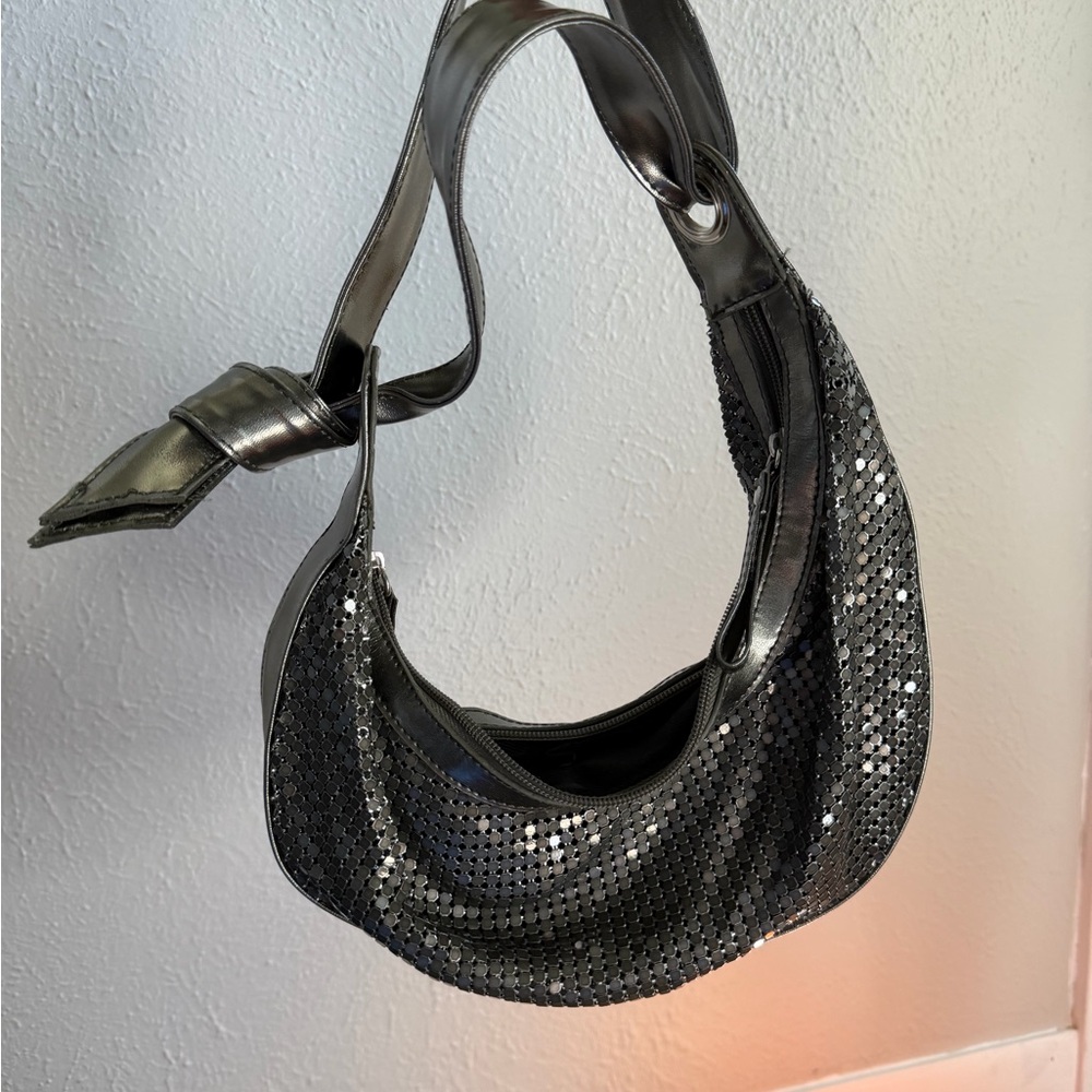 Elegant Black Sequin Shoulder Bag